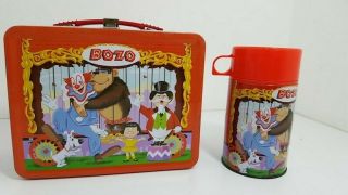 2001 Neca Bozo The Clown Metal Lunch Box With Thermos