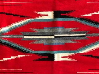 Vintage Native Mexico Chimayo Blanket Rug Hand Woven Old Antique 81x52