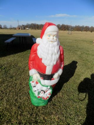 Huge Vintage Empire Blow Mold Santa With Bag Of Toys 46 " Tall