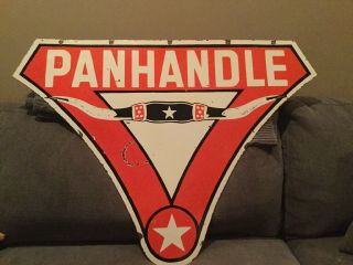 Old Texas Panhandle Gasoline Double Sided Large Porcelain Sign