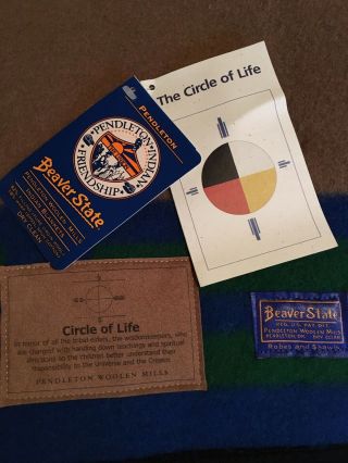 Vintage Wool Beaver State Pendleton Circle Of Life Blanket 65”by 74”