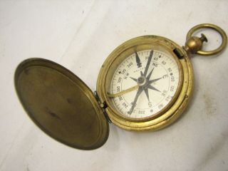 Wwii Us Army Military Waltham Brass Pocket Field Compass Tool
