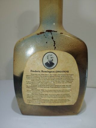 Jim Beam Frederic Remington ' s Cowboy Vintage Bourbon Whiskey Decanter Bottle 3