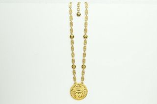 RARE Authentic Versace Vintage Necklace Gold 2 Chainz Tupac Medusa Medallion ' 92 2