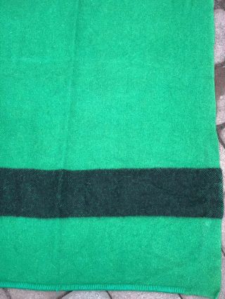 Trapper Point Wool Blanket Vintage 3.  5 Green & Black Stripe England Made 3