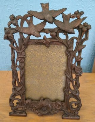 Antique Victorian Art Nouveau Bronzed Cast Iron Photograph Frame