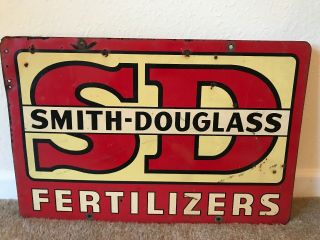Vntg Smith - Douglas Fertilizer Farm Animals Gas Station Soda Sign Double Sided