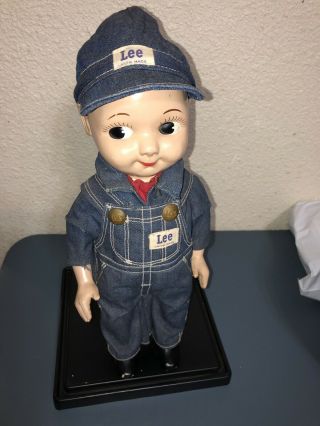 Vintage Buddy Lee Doll Engineer Overalls W/ Stand