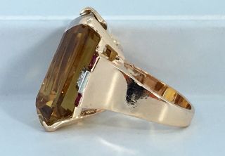 28.  00 ct antique NATURAL DIAMOND,  RUBY,  CITRINE ring SOLID 14k rose GOLD 3