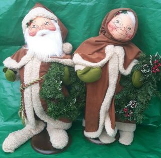 Vintage Annalee " Old World " Santa & Mrs Claus Large 30 " Christmas Greeter Dolls