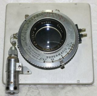 Vintage Graflex Kodak Ektar Supermatic (x) 127 Mm / F:4.  7 Lens Board D 30852 P5