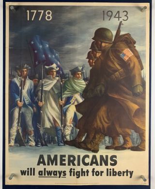 Americans Fight For Liberty World War 2 Poster (fine) 1943 22x28 Wwii 27f
