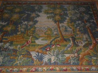 Antique French Tapestry Aubusson.  Wall Hanging " Verdure Chantilly ".