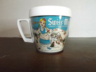 Vintage West Bend Thermo - Serv Swiss Miss Advertising Insulated Plastic Mug Cup