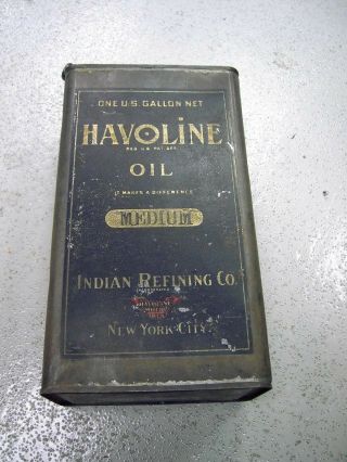 VINTAGE HAVOLINE - INDIAN REFINING COMPANY ONE - GALLON OIL CAN 2