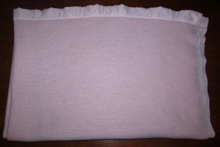 Vintage Jcpenney Pink Acrylic Thermal Woven Blanket Binding Twin Size 69x90