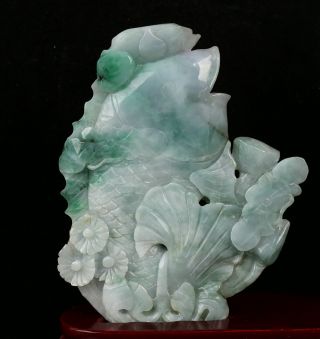 Cert ' d 2 Color Natural Grade A Jade Statue Sculpture couple fish 鱼 r069282 2