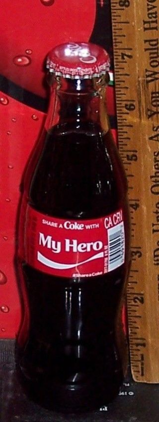 2018 Share A Coke With My Hero 8 Ounce Glass Coca Coca Bottle 1 Of A 6 Btl Set