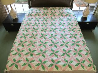 Vintage All Cotton Hand Pieced Star Of The Milky Way Quilt Top,  Needs Minor Tlc