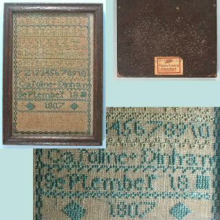 Small Framed Antique Alphabet Sampler English Dated 1807