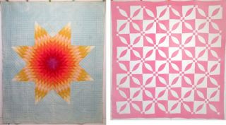 2 Vintage Handmade Hand Stitched Star Quilts - 83x70 & 72x72 - Cutter