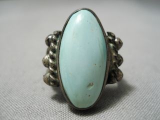 VERY EARLY 1920 ' S VINTAGE NAVAJO TURQUOISE STERLING SILVER RING OLD 2