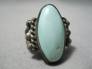 VERY EARLY 1920 ' S VINTAGE NAVAJO TURQUOISE STERLING SILVER RING OLD 3