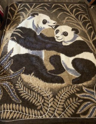 Biederlack Pandas Reversible Soft Brown Throw Blanket 60x77 Made In Germany