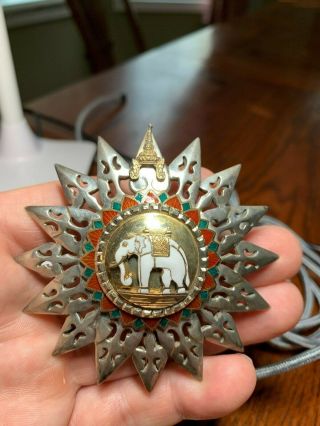 Vintage Thai Most Exalted Order Of The White Elephant Breast Star 2nd Class
