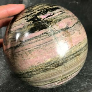 7.  18lb Gem Rhodonite Sphere Rare Red Gemstone Crystal Ball Brazil - 4838