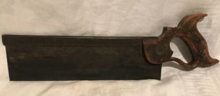 Vintage H.  Disston & Sons Back Saw 14 " Blade Philadelphia Antique Tool Lumber