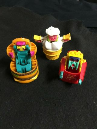 1987 - 88 McDonald ' s Happy Meal Ice Cream Cone/French Fries/Big Mac Transformers 2