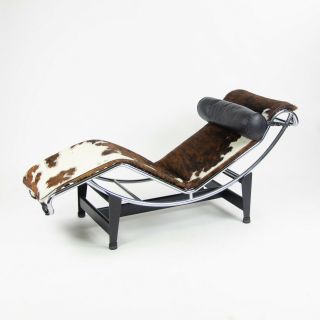 Le Corbusier Cassina Lc4 Chaise Lounge Chair Cow Pony Hide Leather