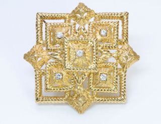 Vintage Hammerman Brothers 18k Yellow Gold Diamond Pendant Brooch