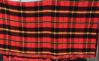 Vintage Red Black Tartan Plaid Throw Blanket Car Stadium Hygge 78 " X 90 " Cozy