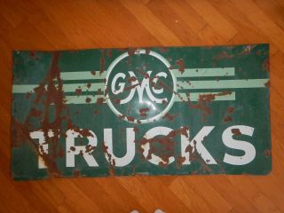Vintage Antique Enameled Double Sided Gmc Truck Sign Early Logo By Walker & Co
