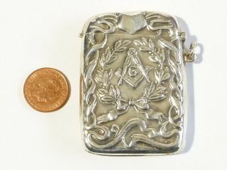 Vintage Sterling Silver 925 Vesta Case Match Safe Fob Masonic Symbol G V116