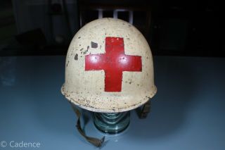 Us Ww2 M1 Helmet Schlueter Swivel Bale Navy Corpsman Medic Helmet