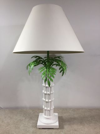 Italian Mid Century Modern Ceramic Toleware Palm Tree Lamp Hollywood Regency