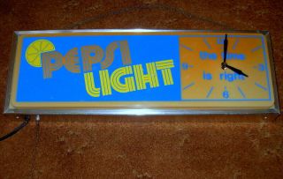 Rare Vintage Pepsi Light Lighted Clock Sign
