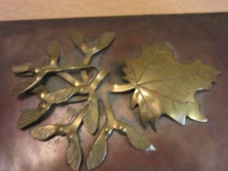 Antique Arts & Crafts hammered copper & brass trinket box E.  A.  DAY Maple leaf 3