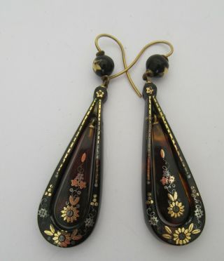 Victorian Shell & Silver & Gold Pique Two Section Drop Earrings