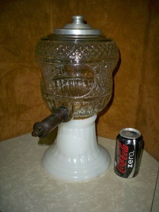 Rare Antique Pepsi Cola Soda Fountain Syrup Dispenser Pressed Glass & Milk Glass