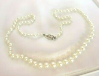 Vintage Akoya Cultured Pearl Necklace 9k Gold Clasp 84 Pearls 18 " C.  1930 