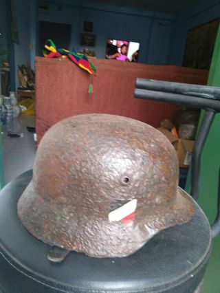 Antique Ww2 German Troops M - 35/40 Helmet Found In Russia