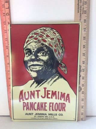 1917 Aunt Jemima Pancake Flour Metal Tin Sign Advertising Americana Mills Co.