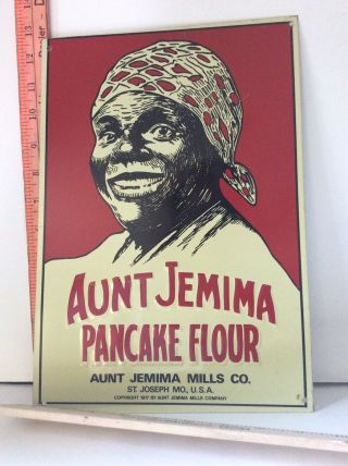 1917 AUNT JEMIMA Pancake Flour Metal Tin Sign Advertising Americana Mills Co. 2