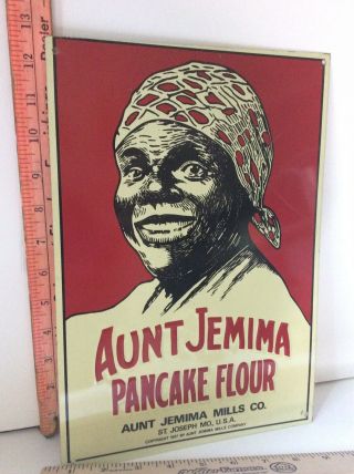 1917 AUNT JEMIMA Pancake Flour Metal Tin Sign Advertising Americana Mills Co. 3