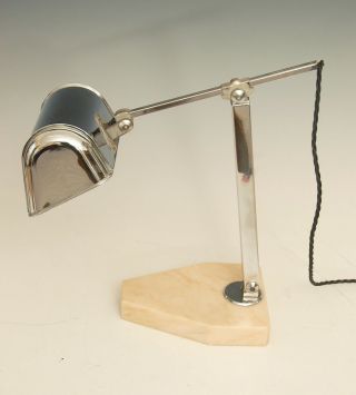 Vintage French Angle Desk Lamp with Marble Base,  Art Deco 3