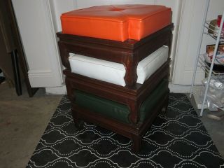 Mid Century Modern Set Of 3 Stacking Foot Stools With Asian Flair Legs Wow